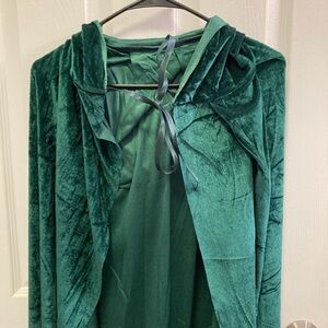 Emerald Green Velvet Hooded Cape Medieval costume
